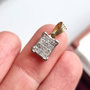 18ct Yellow & White Gold Princess Cut Diamond Pendant, 0.60ct in hand