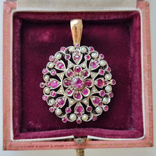 Load image into Gallery viewer, Antique 9ct Gold &amp; Silver Ruby and Pearl Pendant
