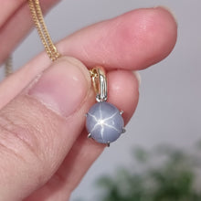 Load image into Gallery viewer, 9ct Yellow &amp; White Gold Star Sapphire Pendant, 5.50ct in hand with chain
