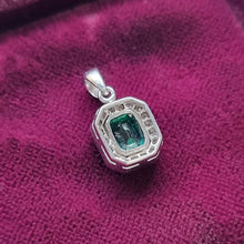 Load image into Gallery viewer, 18ct White Gold Emerald and Diamond Cluster Pendant back
