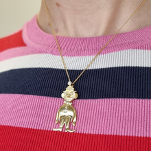 Load image into Gallery viewer, Vintage 18ct Gold Diamond Articulated Clown Pendant modelled with chain

