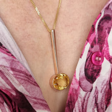 Load image into Gallery viewer, Antique 9ct Rose Gold Citrine Bar Pendant modelled with chain
