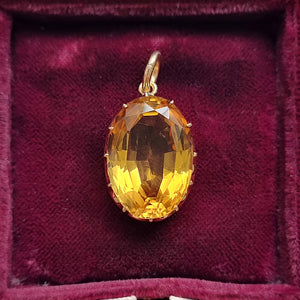 Antique 15ct Yellow Gold Citrine Pendant in box