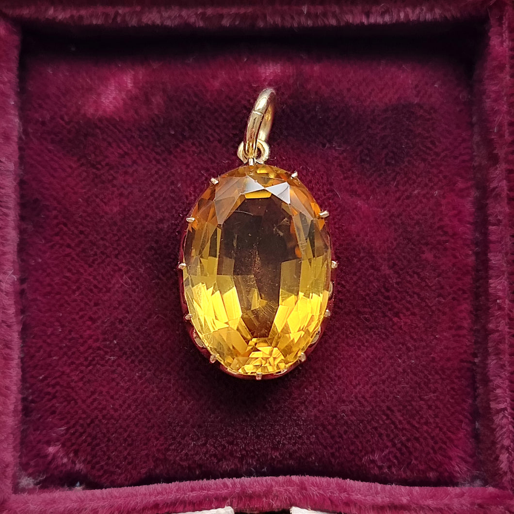 Antique 15ct Yellow Gold Citrine Pendant in box