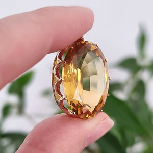 Antique 15ct Yellow Gold Citrine Pendant in hand