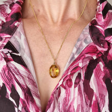 Load image into Gallery viewer, Antique 15ct Yellow Gold Citrine Pendant modelled with chain
