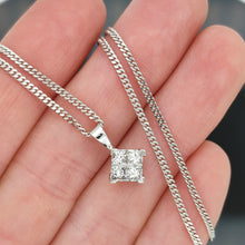 Load image into Gallery viewer, 18ct White Gold Princess Cut Diamond Pendant 0.50ct with Chain
