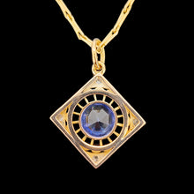 Load image into Gallery viewer, Antique 15ct Gold Sapphire and Rose Cut Diamond Pendant
