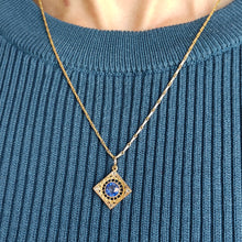 Load image into Gallery viewer, Antique 15ct Gold Sapphire and Rose Cut Diamond Pendant
