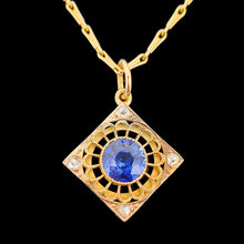 Load image into Gallery viewer, Antique 15ct Gold Sapphire and Rose Cut Diamond Pendant
