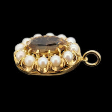 Load image into Gallery viewer, Antique 9ct Yellow Gold Citrine and Pearl Oval Cluster Pendant

