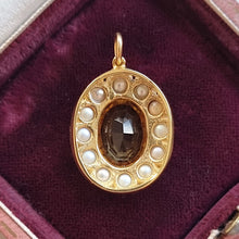 Load image into Gallery viewer, Antique 9ct Yellow Gold Citrine and Pearl Oval Cluster Pendant
