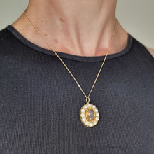 Load image into Gallery viewer, Antique 9ct Yellow Gold Citrine and Pearl Oval Cluster Pendant
