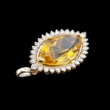 Load image into Gallery viewer, Vintage 18ct Yellow &amp; White Gold Citrine and Diamond Marquise Cluster Pendant
