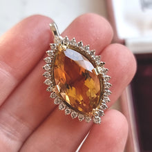 Load image into Gallery viewer, Vintage 18ct Yellow &amp; White Gold Citrine and Diamond Marquise Cluster Pendant
