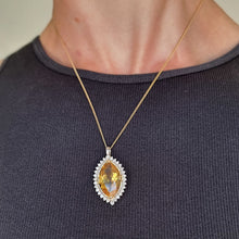 Load image into Gallery viewer, Vintage 18ct Yellow &amp; White Gold Citrine and Diamond Marquise Cluster Pendant
