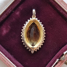 Load image into Gallery viewer, Vintage 18ct Yellow &amp; White Gold Citrine and Diamond Marquise Cluster Pendant
