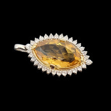 Load image into Gallery viewer, Vintage 18ct Yellow &amp; White Gold Citrine and Diamond Marquise Cluster Pendant
