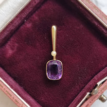 Load image into Gallery viewer, Antique 15ct Gold Amethyst and Seed Pearl Pendant
