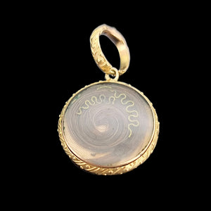 Antique 15ct Gold Emerald and Pearl Mourning Locket Back Pendant