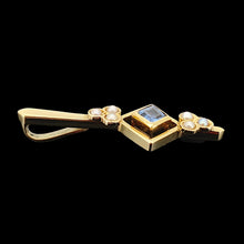 Load image into Gallery viewer, A yellow gold square sapphire and seed pearl pendant
