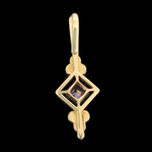 Load image into Gallery viewer, A yellow gold square sapphire and seed pearl pendant
