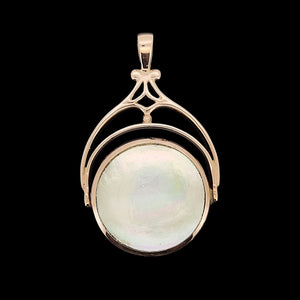Vintage 9ct Rose Gold Mother of Pearl and Agate Swivel Pendant