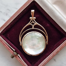 Load image into Gallery viewer, Vintage 9ct Rose Gold Mother of Pearl and Agate Swivel Pendant
