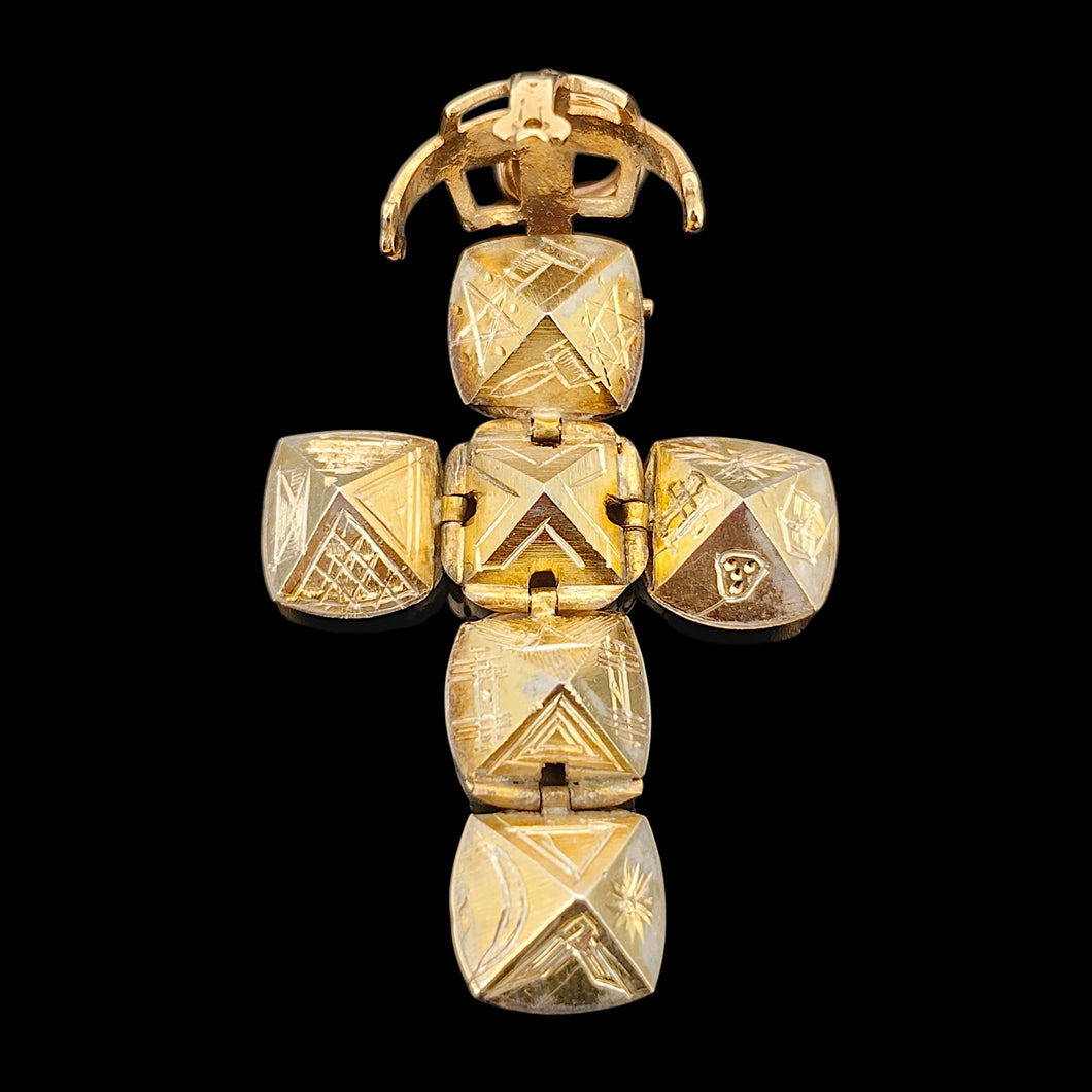 Vintage 9ct Gold and Silver Masonic Ball Fob Pendant