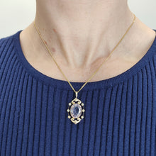 Load image into Gallery viewer, Antique 9ct Yellow Gold Amethyst and Seed Pearl Pendant
