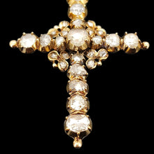 Load image into Gallery viewer, Antique 18ct Yellow Gold Rose Cut Diamond Cross Pendant
