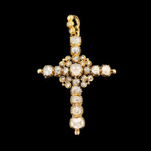 Load image into Gallery viewer, Antique 18ct Yellow Gold Rose Cut Diamond Cross Pendant
