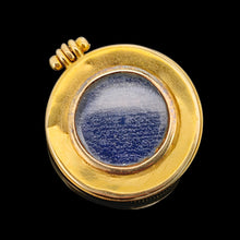 Load image into Gallery viewer, An antique locket back pendant in yellow gold, on a black background
