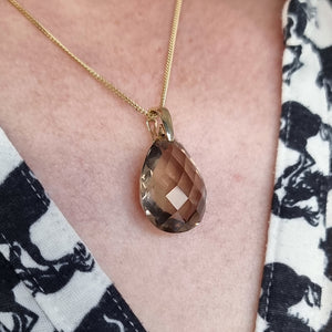 Vintage 9ct Yellow Gold Smokey Quartz Pendant