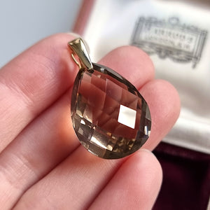 Vintage 9ct Yellow Gold Smokey Quartz Pendant