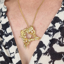 Load image into Gallery viewer, Vintage 9ct Gold Abstract Pearl Pendant and Chain modelled
