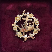 Load image into Gallery viewer, Victorian 9ct Gold Floral Cross and Crown Pendant front
