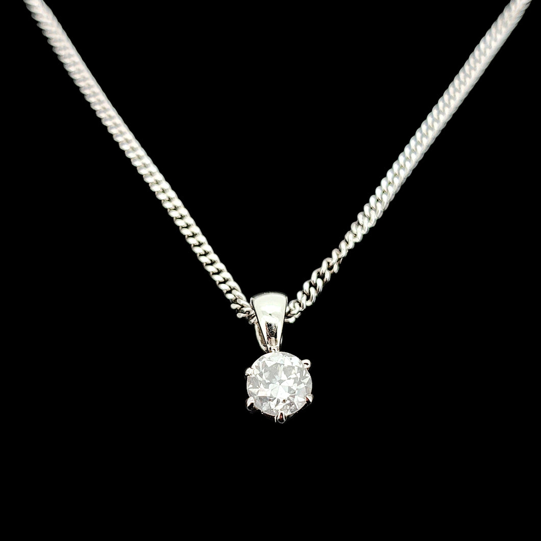 18ct White Gold Diamond 0.43ct Solitaire Pendant with Chain