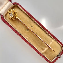 Load image into Gallery viewer, Antique 18ct &amp; 9ct Yellow Gold Diamond Tie/Stick Pin in box
