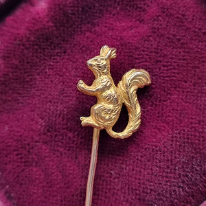 French Antique 15ct Gold Squirrel Tie/Stick Pin front