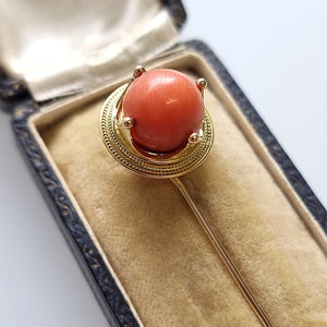 Antique 18ct & 14ct Gold Coral Tie/Stick Pin head