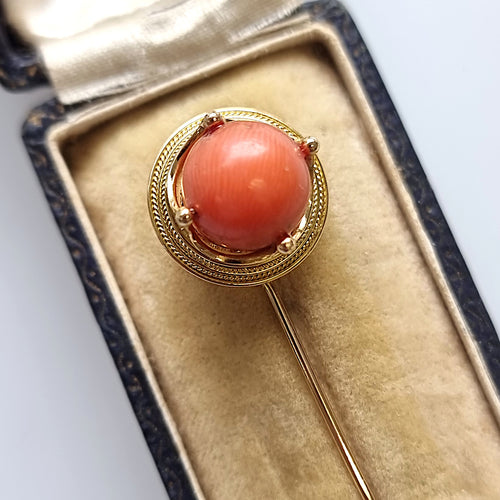 Antique 18ct & 14ct Gold Coral Tie/Stick Pin head