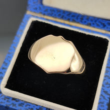 Load image into Gallery viewer, A yellow gold shield shaped signet ring, in a ring box
