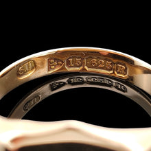 Load image into Gallery viewer, A 15 carat gold hester 1900 hallmark inside a ring shank
