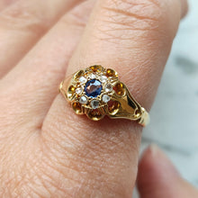Load image into Gallery viewer, Edwardian 18ct Gold Sapphire and Diamond Cluster Ring, Hallmarked Chester 1906
