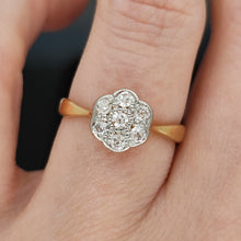 Load image into Gallery viewer, Antique 18ct Yellow and White Gold Old Cut Diamond Cluster Ring
