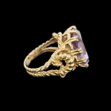 Load image into Gallery viewer, Vintage 9ct Yellow Gold Amethyst Rope Design Statement Ring
