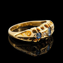 Load image into Gallery viewer, Antique 18ct Yellow Gold Sapphire and Diamond Five Stone Ring
