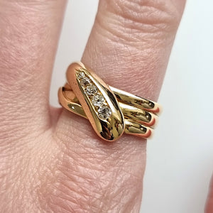 Antique/Vintage 9ct Gold Old Cut Diamond Snake Ring modelled