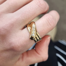Load image into Gallery viewer, Antique/Vintage 9ct Gold Old Cut Diamond Snake Ring modelled

